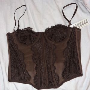 Brown Modern Love Corset Top